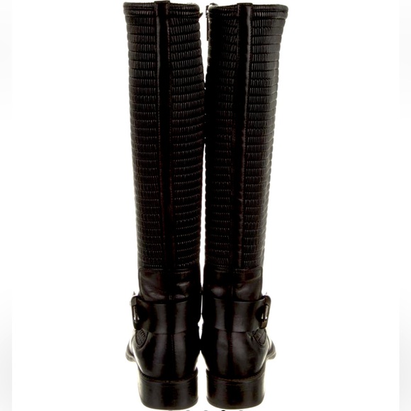 Aquatalia Pleated Accent Leather Knee-High Boots - Picture 3 of 12